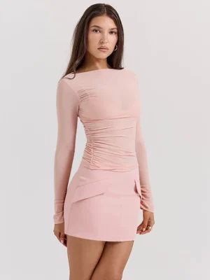 Patchwork Round Neck Skirt Set