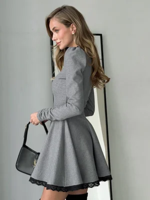 Patchwork Round Neck Lace Dress