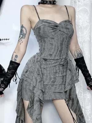 Dark Mini Strap Dress