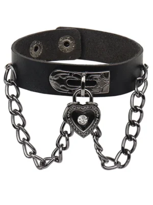 Gothic Spike Bracelet – Black Studded Punk Leather