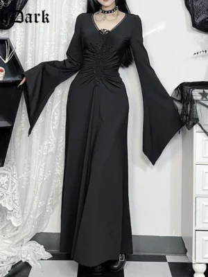 Gothic Dark Witch Maxi Dress