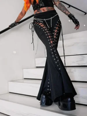Gothic Bandage Flare Pants