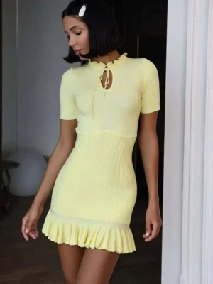 Sexy Hollow Out Ruffle Women Dress