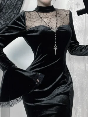 Gothic  Velvet Maxi Dress