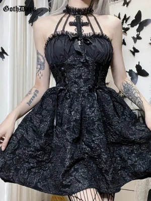 Gothic Jacquard A-line Dress
