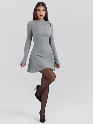 Elegant A Line Long Sleeve Mini Dress