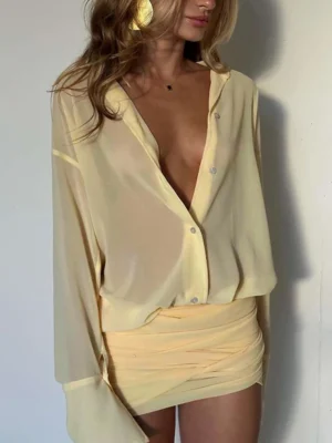 Sexy Turn-down Collar Bandage Women Dress