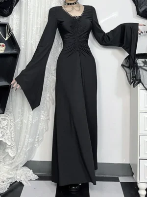 Gothic Dark Witch Maxi Dress