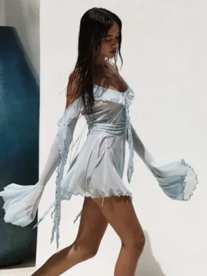 Sexy See Through Mesh Women Dress