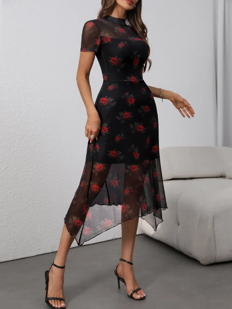 Gothic Floral Mesh Dress - Image 5