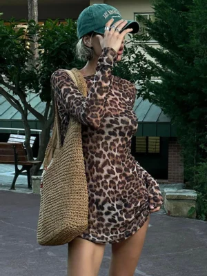Leopard Print Two Piece Party Dress