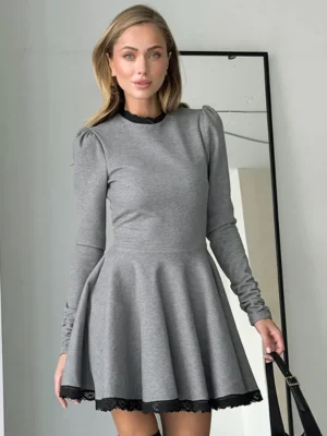 Patchwork Round Neck Lace Dress