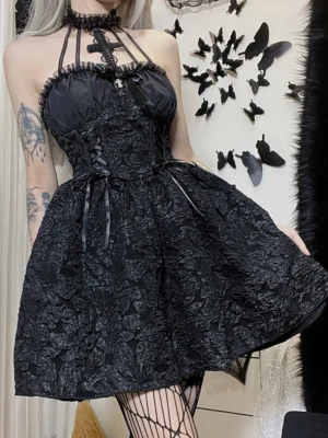 Gothic Jacquard A-line Dress