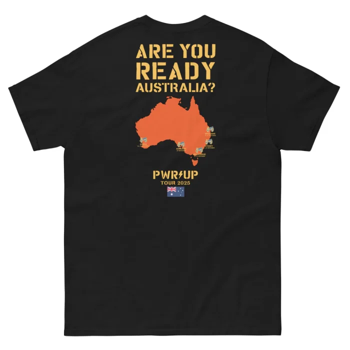 Are You Ready? PWR UP 2025 Tour AUS Map T-Shirt - Image 2